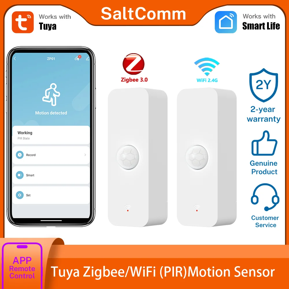 Tuya WiFi Zigbee 3.0 PIR-Bewegungssensor Smart Home Security Infrarot-Detektor für den menschlichen Körper, funktioniert mit Alexa Google Home