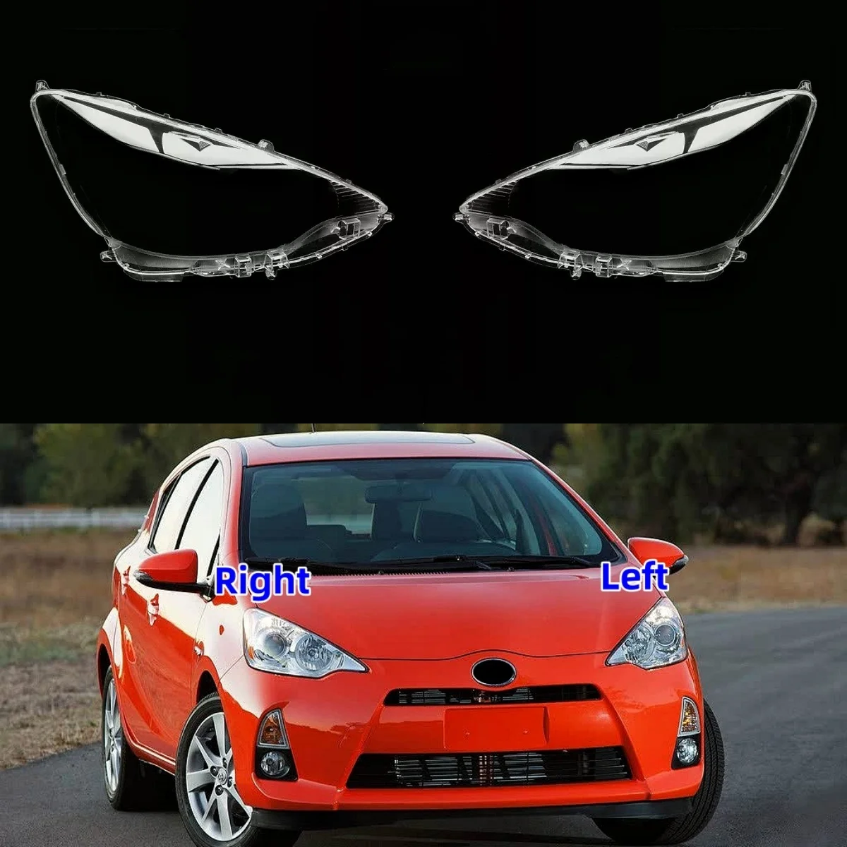 

Для Toyota Prius C 2012 2013 2014, крышка передней фары, прозрачные абажуры, маски, абажур, линза из плексигласа