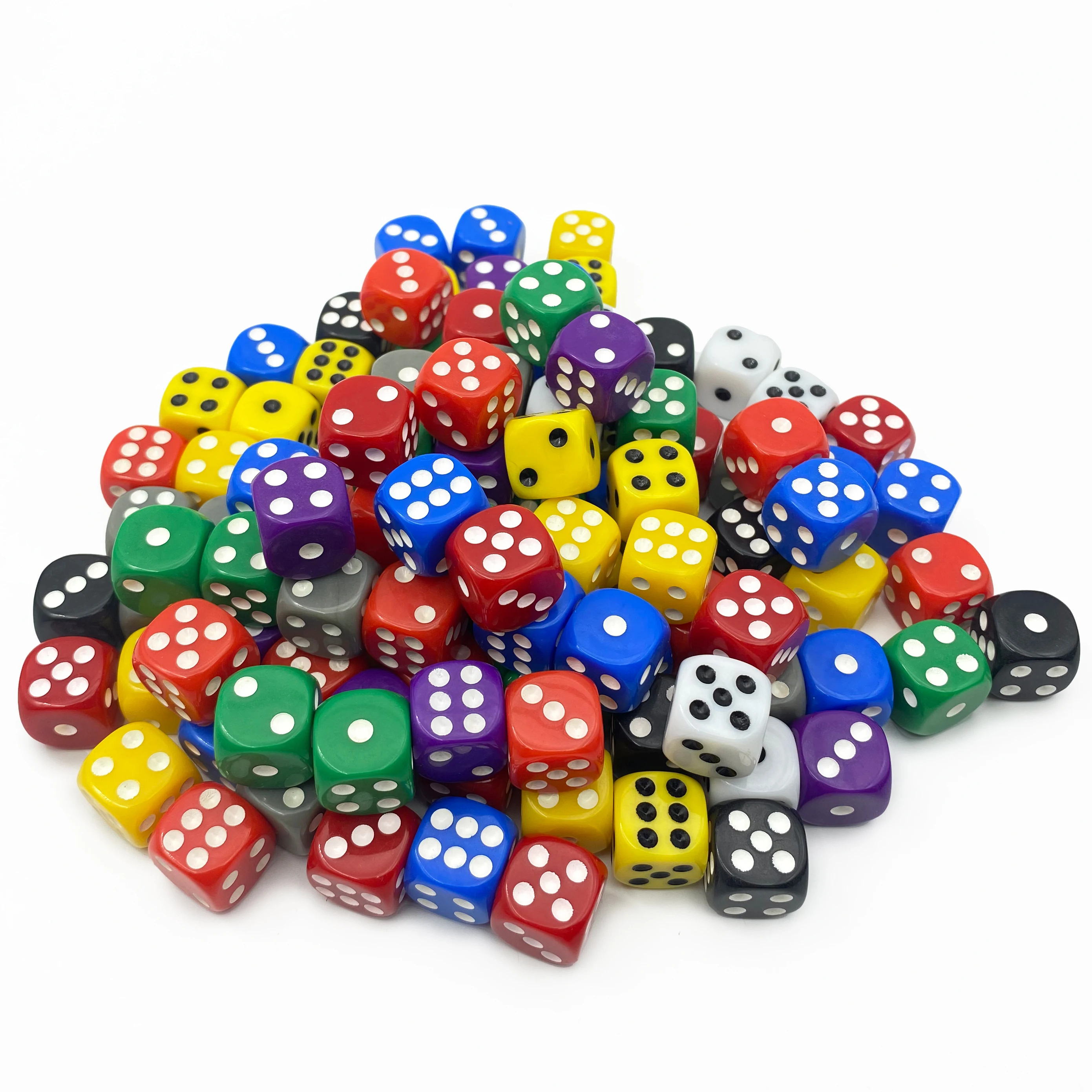 20Pcs/Set Random Color 14mm Solid Opaque Colorful Acrylic Round Corner 6 Sided D6 Point Dice For Family Board Games