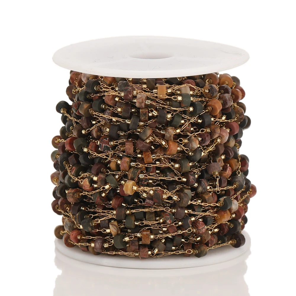 1 Meter Zylinder aus Naturstein mit Edelstahlketten für DIY-Schmuckherstellung, Halskettenzubehör, Armbandkomponenten und Zubehör – Detail 4