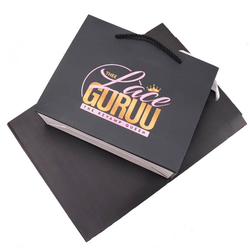 Hair Bags Customize Logo 10Pcs Paper Wrap Bags With Handles Multiple Color Wig Bags For Hair Packaging 25x20x8cm Shopping Bags