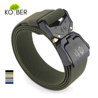 KOLBER 110cm/125cm/140cm Elastic Belt for Men Aluminum Buckle Quick Release Outdoor Casual Belt Military Tactical Belt Male