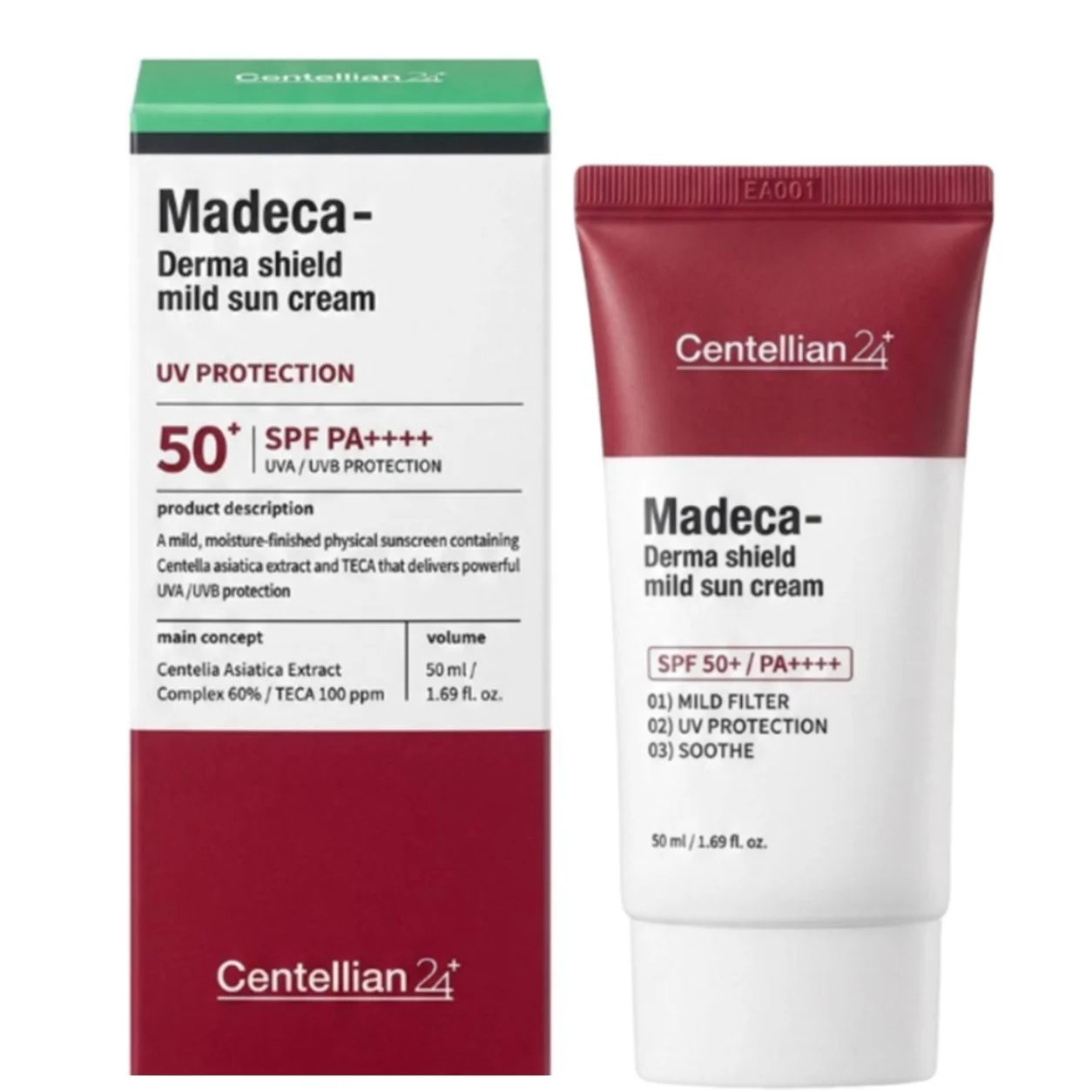 CENTELLIAN 24 Centella Sunscreen SPF50+ PA++++ Madeca Cream Derma Shield Time Reverse Gentle Physical Cream Korean Skincare