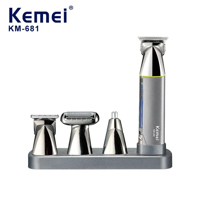 

Kemei KM-681 Многофункциональный электрический триммер для волос 4-в-1, перезаряжаемый через USB, набор для стрижки волос, бритья и стрижки волос в носу