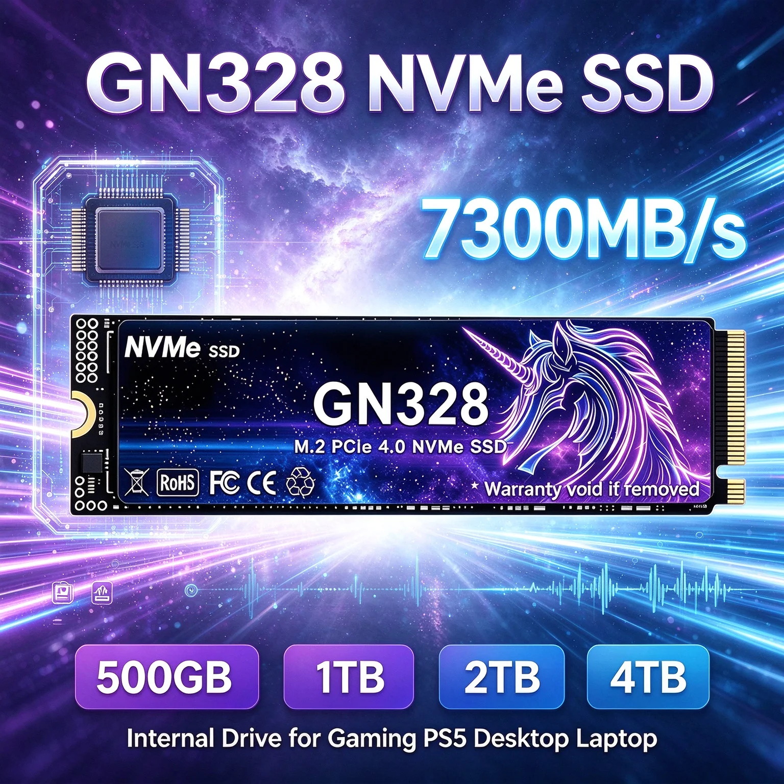 7300MB/s M2 NVMe PCIe4 SSD GN328 500GB 1TB 2TB 4TB Internal Solid State Drive for Gaming Office PC Laptop High Speed SSD Gen4