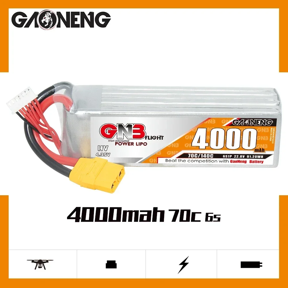 軽量hv-ドローン用バッテリー,オリジナルgnb,22.8v,4000mah,6s,70c,xt90s,fpvドローン用プラグ,rcヘリコプター,車,ボート,タンク,uavパーツ