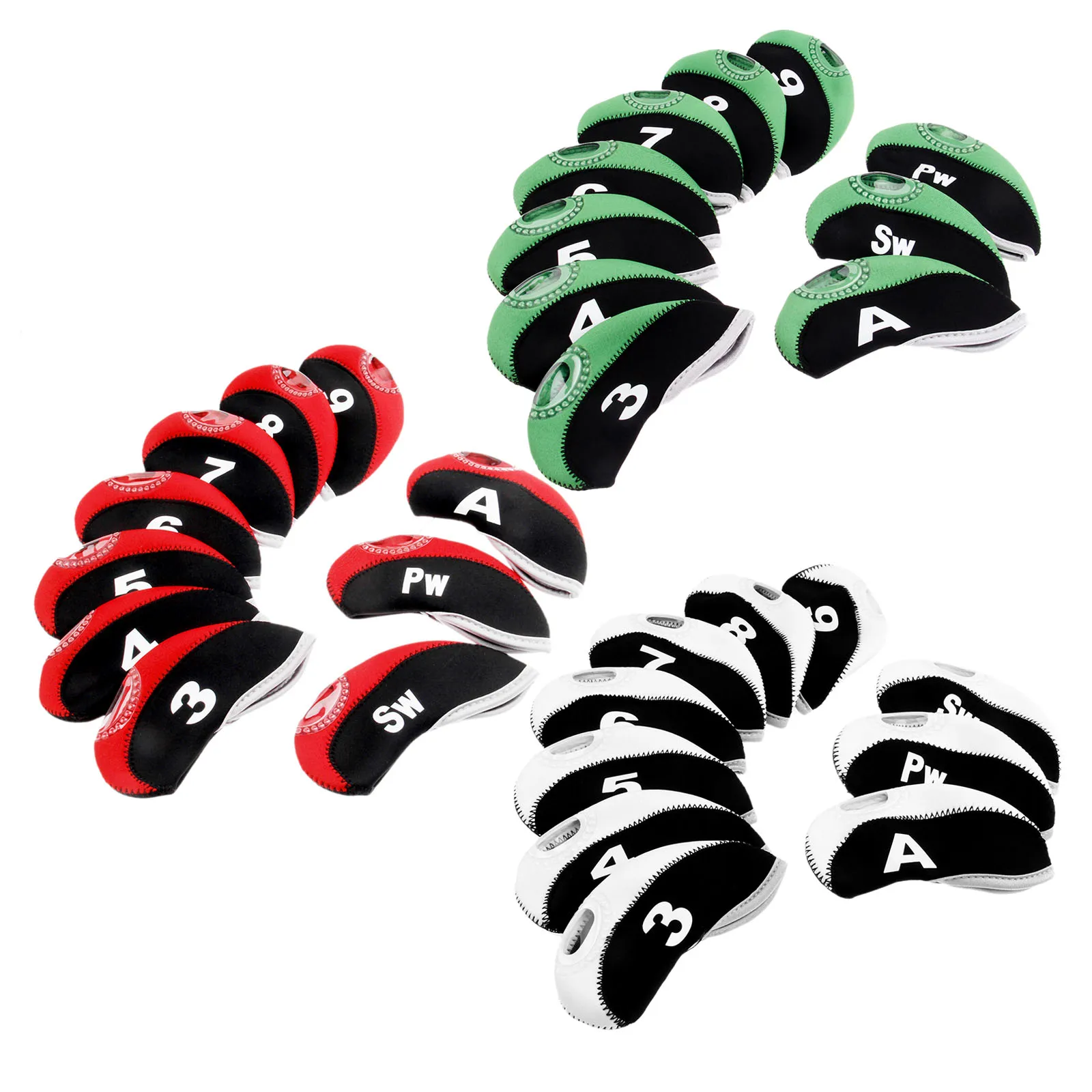 10Pcs Golf Club Iron Head Covers Iron Headcovers Neoprene Transparent Window Golf Club Iron Head Protector Golf Accessories