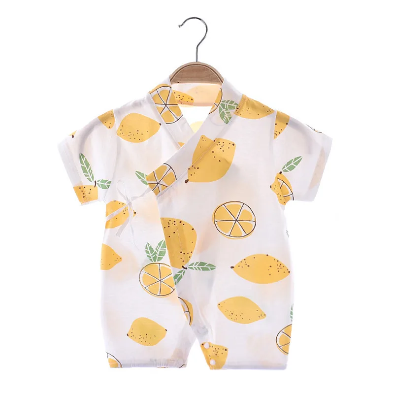 Neugeborenen Baby Sommer Onesie Reine Baumwolle Kleidung Jungen Mädchen Nette Obst Gedruckt Overall Baby Kurzarm Dünne Mönch Kleidung