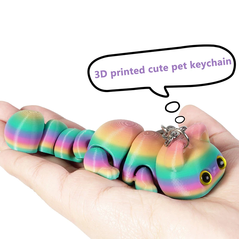 ثلاثية الأبعاد مطبوعة مفصلية محظوظ القط المفاتيح الكرتون متعدد الألوان المنقولة حلقة رئيسية على ظهره اكسسوارات الديكور هدايا عيد الميلاد #2