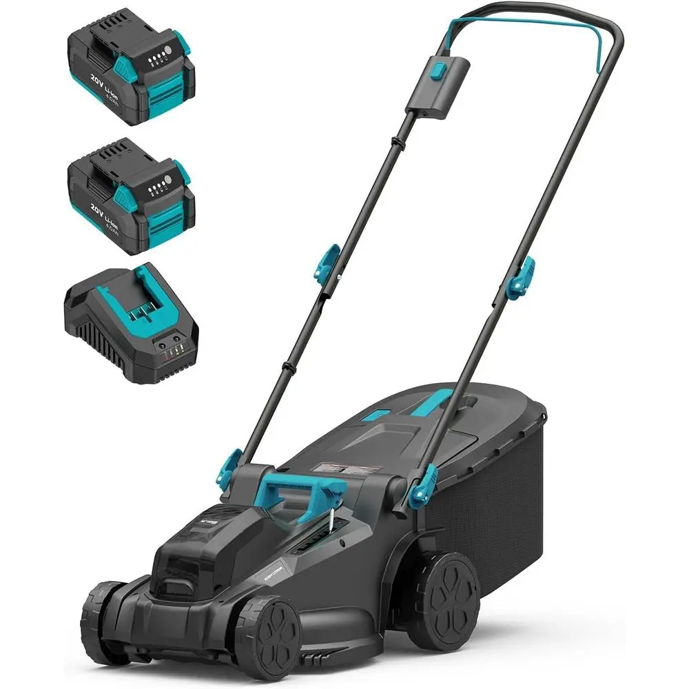 

Cordless 16.1 Lawn Mower, 2x20V, 6-Height Settings, 2x4Ah Batteries & Dual Charger