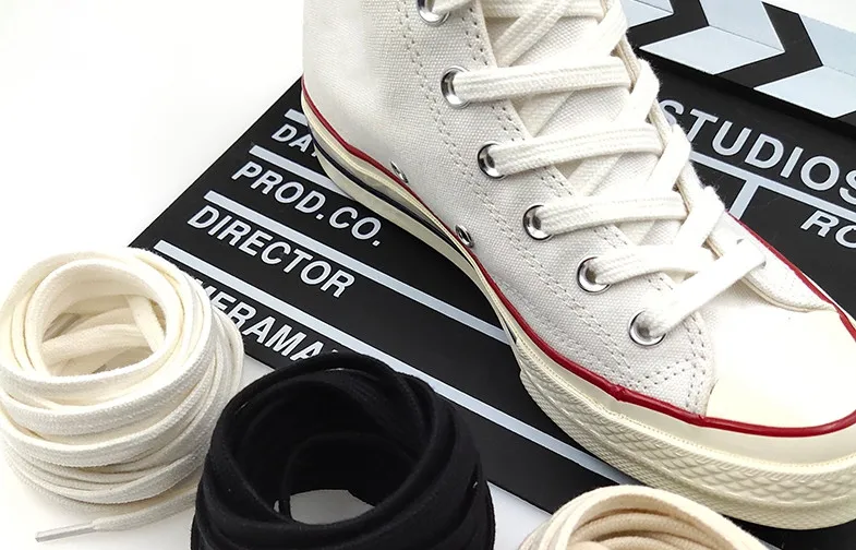 1 Paar klassische Retro-Schnürsenkel, doppelt gewebt, aus Baumwolle, flache Schnürsenkel für Sneaker, Stiefel und Sportschuhe – Detail 6