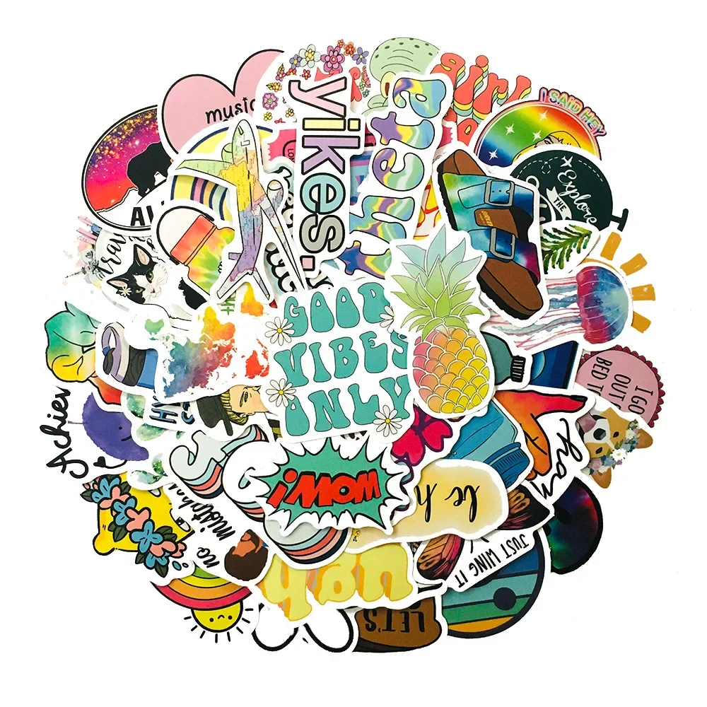 2Sets=100Pcs Small Fresh Waterproof Car Stickers Water Cup Helmet Computer Mobile Phone Graffiti Stickers