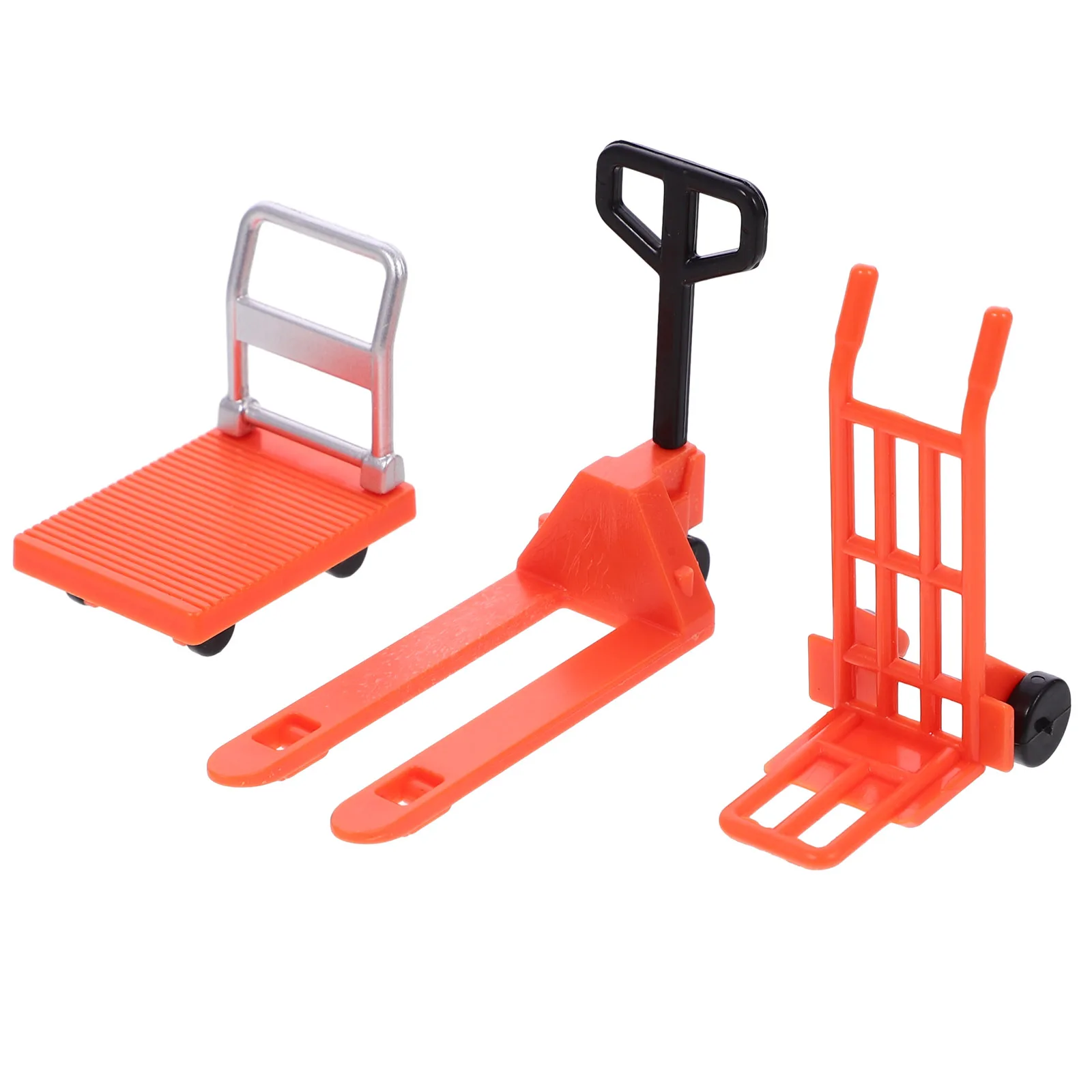 1 Set of Miniature Hand Trolley Miniature Forklift Miniature Platform Cart Toy Construction Vehicle Miniature Construction Tools