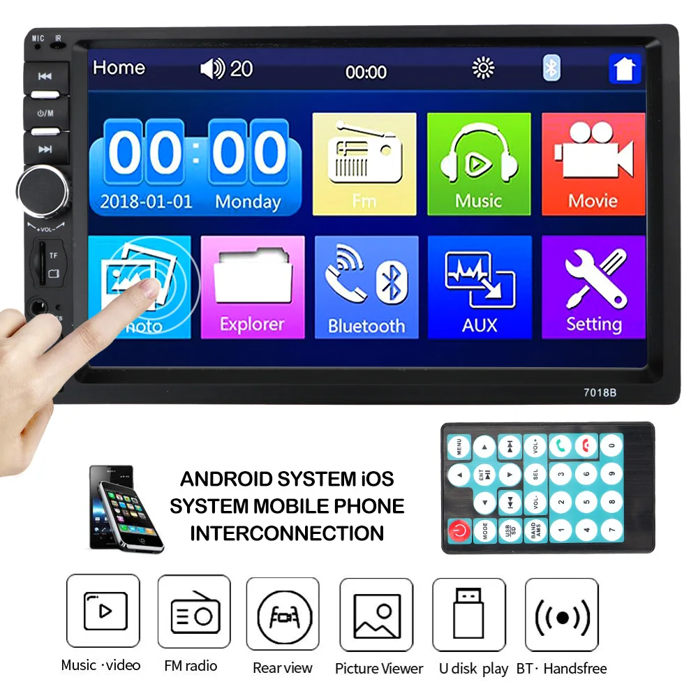 Touch Screen HD Multimedia Player 2Din Car Radio Player 7010B /7012B/7018B Car 7