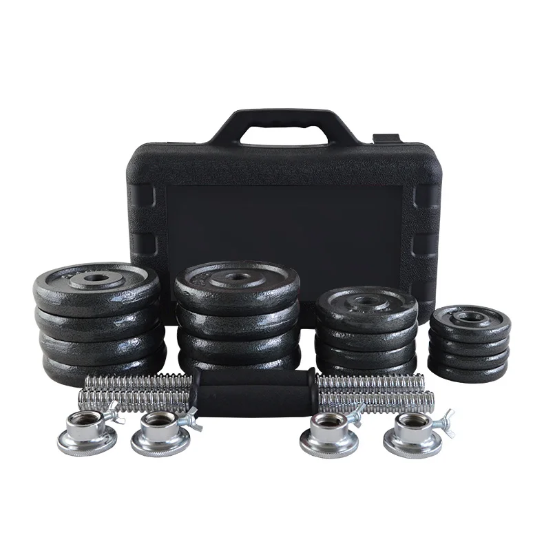 

Custom Logo Adjustable Cast Iron Baking Varnish Black 30KG Weightlifting Dumbbell Set 2025 New