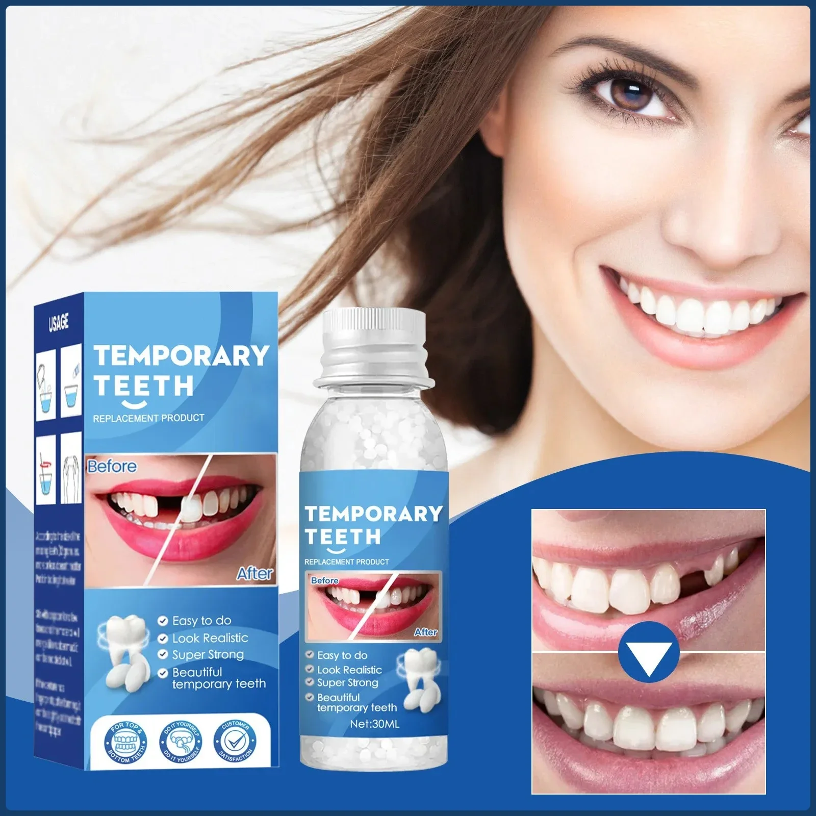 

Tooth Beauty Tool 30ml Temporary Tooth Kit Teeth and Gaps FalseTeeth Solid Glue Denture Adhesive Teeth Whitening