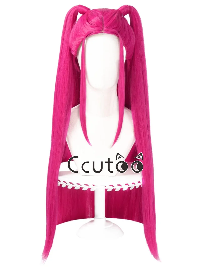 Kpop Huntrix Mira شعر مستعار تأثيري حفلة الهالوين شيطان ملحق الصيادين ارتفع الأحمر طويل مستقيم الشعر الاصطناعية #3