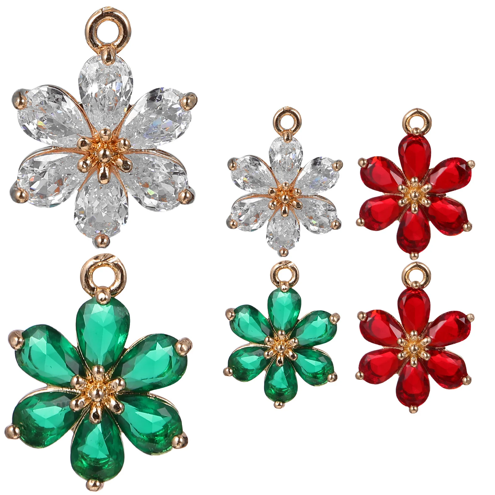 

6 шт. подвески в виде цветов для изготовления ювелирных изделий, подвеска из сплава с кристаллами и позолоченным покрытием, набор для рукоделия, висячие подвески для ожерелья, браслетов