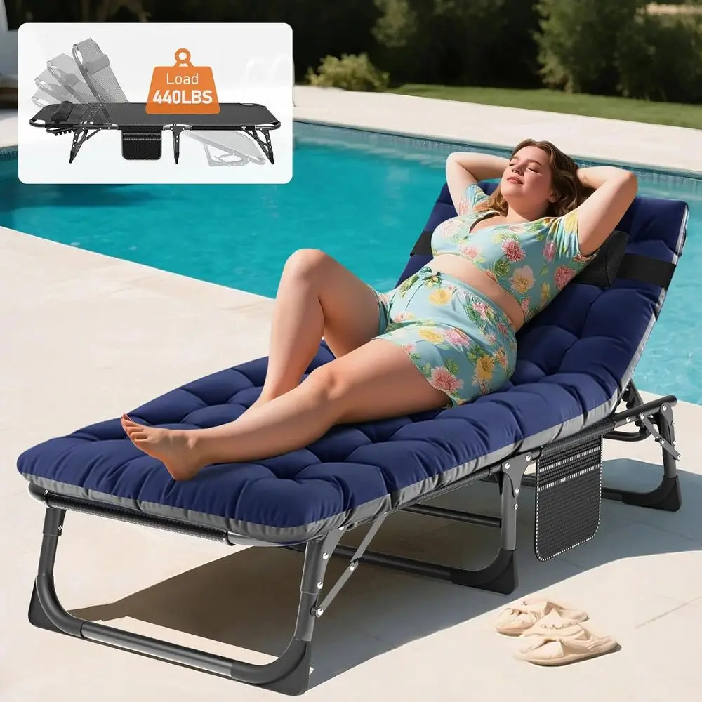 olding Chaise Lounge Chair 5-Position, olding Cot, Heavy Duty Patio Chaise Lounges or Outside, Poolside, Beach, Lawn, Camping (L