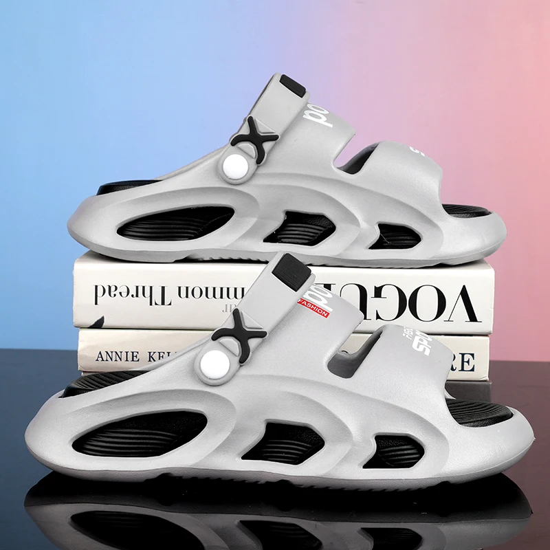 

Новинка 2023 года, мужские массажные тапочки, домашние и уличные сандалии, пляжные удобные мягкие шлепанцы, сабо, повседневная обувь, мужские и женские домашние тапочки