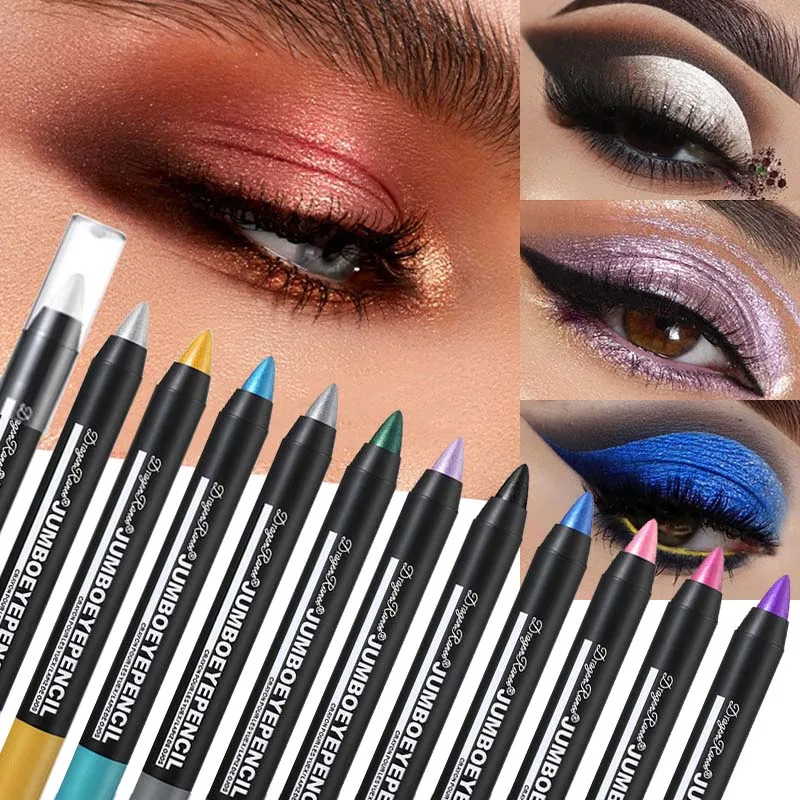 12 Colors Long-lasting Eyeshadow Pencil Waterproof Pigment Blue Purple Black Eye Shadow Stick Women Fashion Colorful Eye Makeup