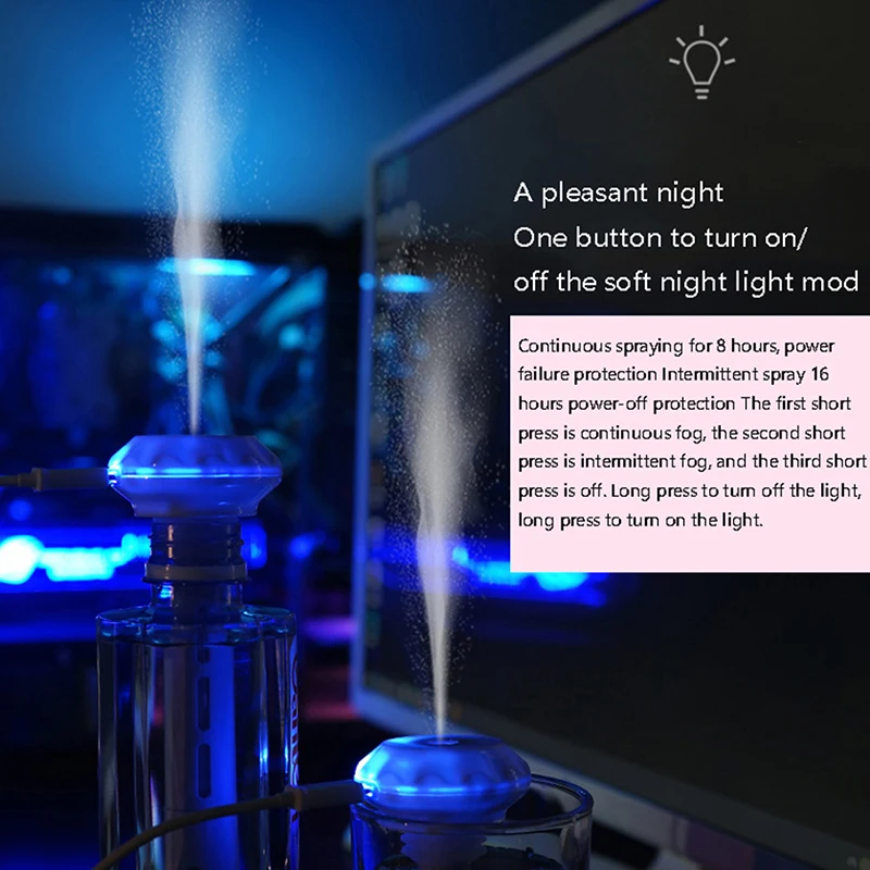 Mini Mineral Water Bottle Diamond Humidifier Portable USB Car Spray Home Desktop Hydrating Large SprayT Ing Q Store