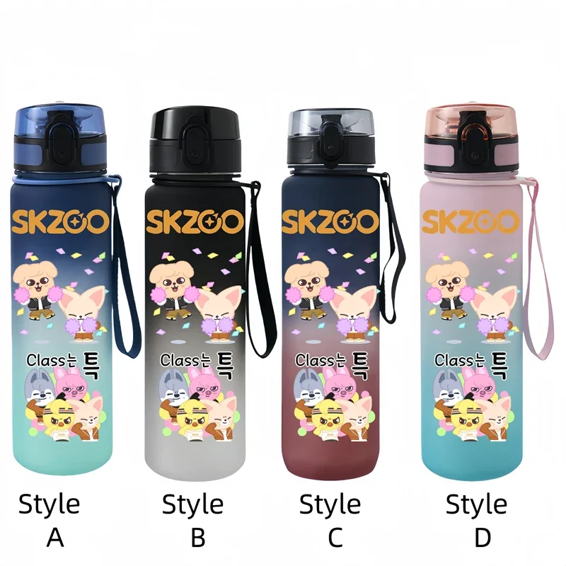 Skzoo 650ml Anime Characters Portable Water Cup Large Capacity Outdoor Sports Plastic Leak-proof Water Bottle Children\'s Gift