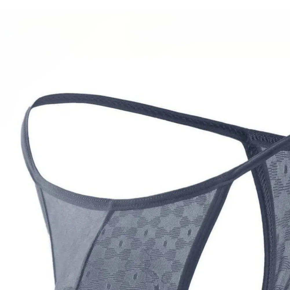 6PCS Men's Stretch Thin Strap Briefs Thong T-back G-String Underwear Lace U Pouch T-panties Sexy Sissy Lingerie