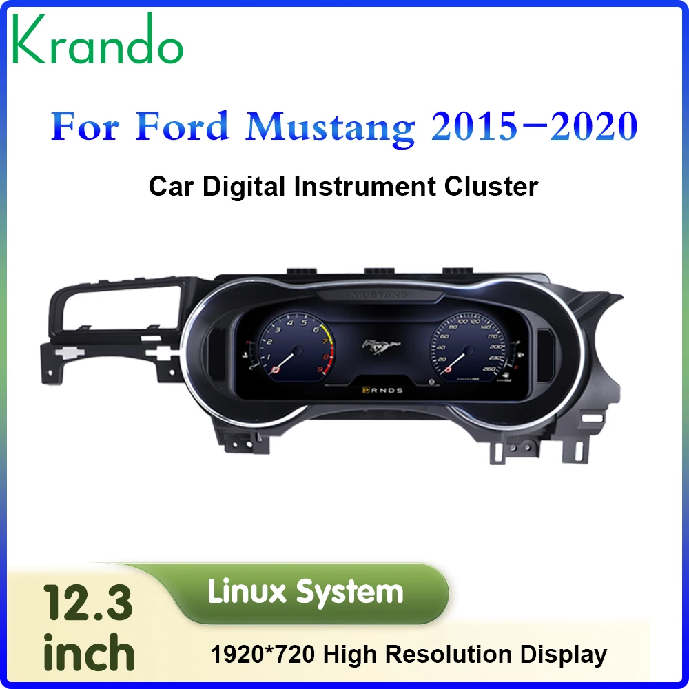 Krando 12.3''  Virtual CockPit For Ford Mustang 2015 - 2020 Car Digital Cluster LCD Dashboard Panel Speedometer Instrument