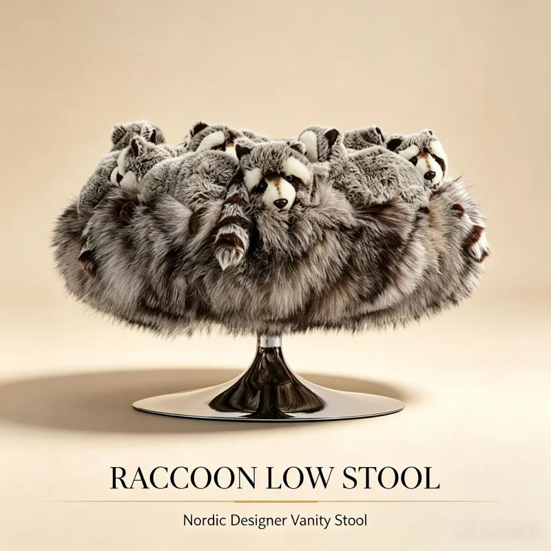 Nordic designer stool personality animal stool special-shaped futon raccoon stool net red dressing stool
