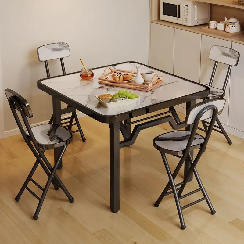 Adjustable Height Folding Table - Sturdy Carbon Steel Frame Large Surface Laptop Desk for Home Office Outdoor Use