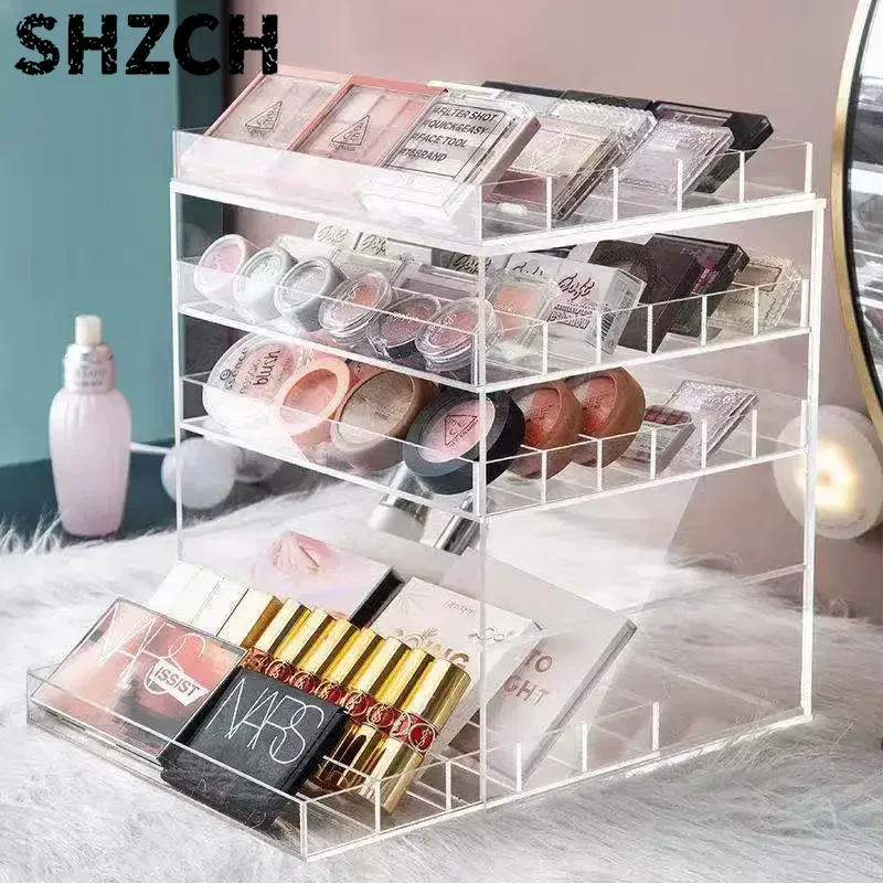 Drawer Acrylic Eye Shadow Storage Box For Powder Cake Blush Cosmetics Jewelry Storage Box Desktop Dustproof Rack Makeup