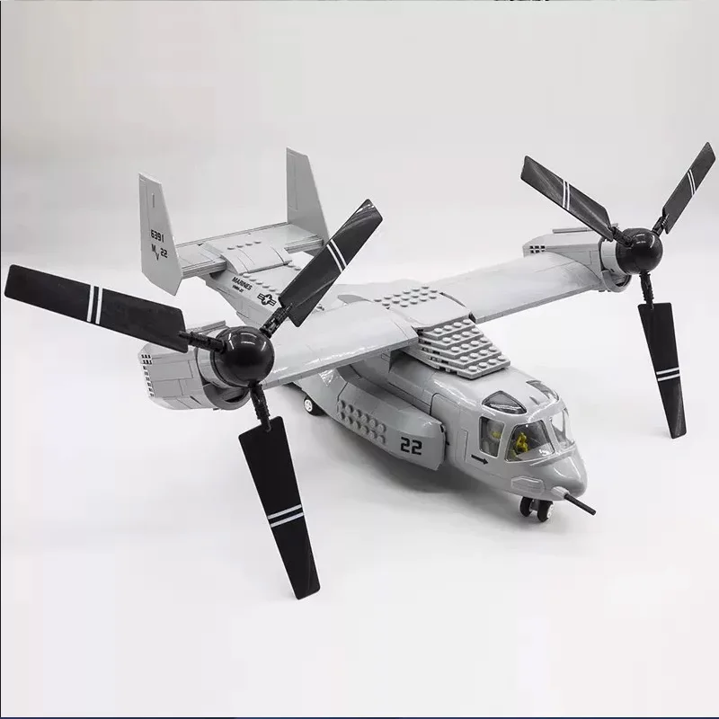America Modern Military Vehicle Boeing Bell V-22 Osprey Model Building Block MOC Army Figures Brick Tilt-rotor AirPlane Toys