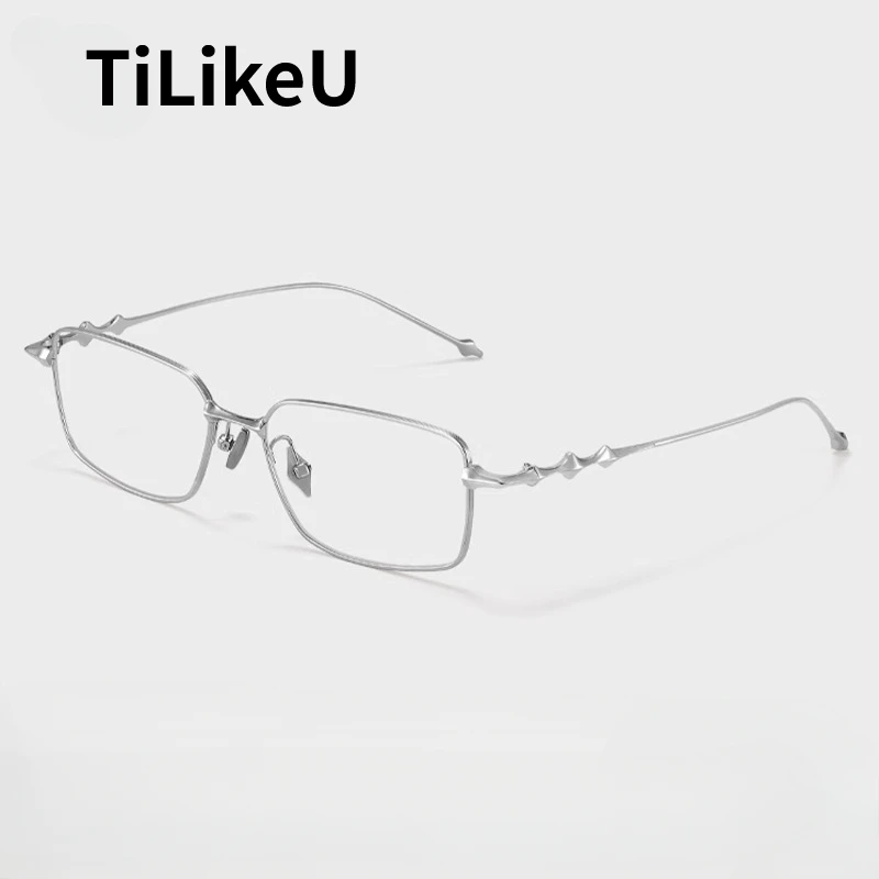 

Pure Titanium Large Size 8g Ultra-light Men Eyeglasses Frames Women Prescription Myopia Vintage Rectangle Glasses Spectacle 2024