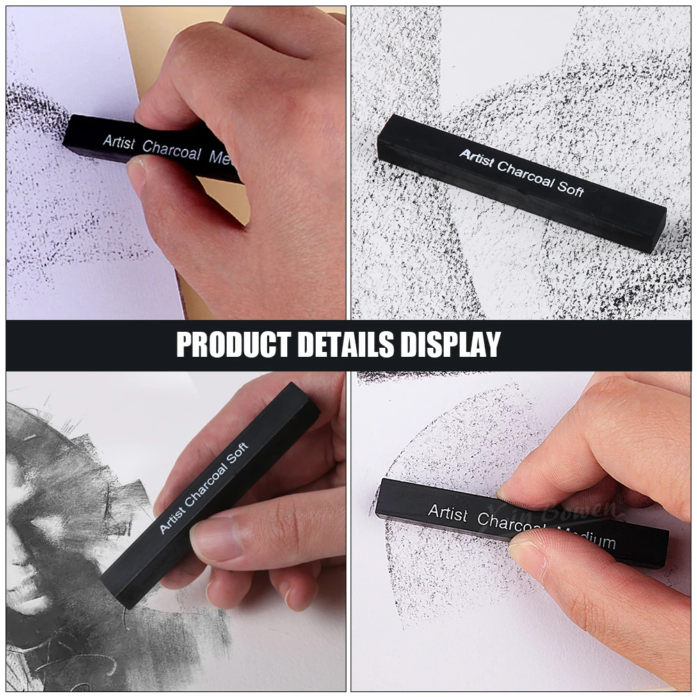 

6pcs Charcoal Sticks Durable Carbon Rods Artists Students Shading Drawing Hobbyist Charcoal Sticks Briquettes Supplies