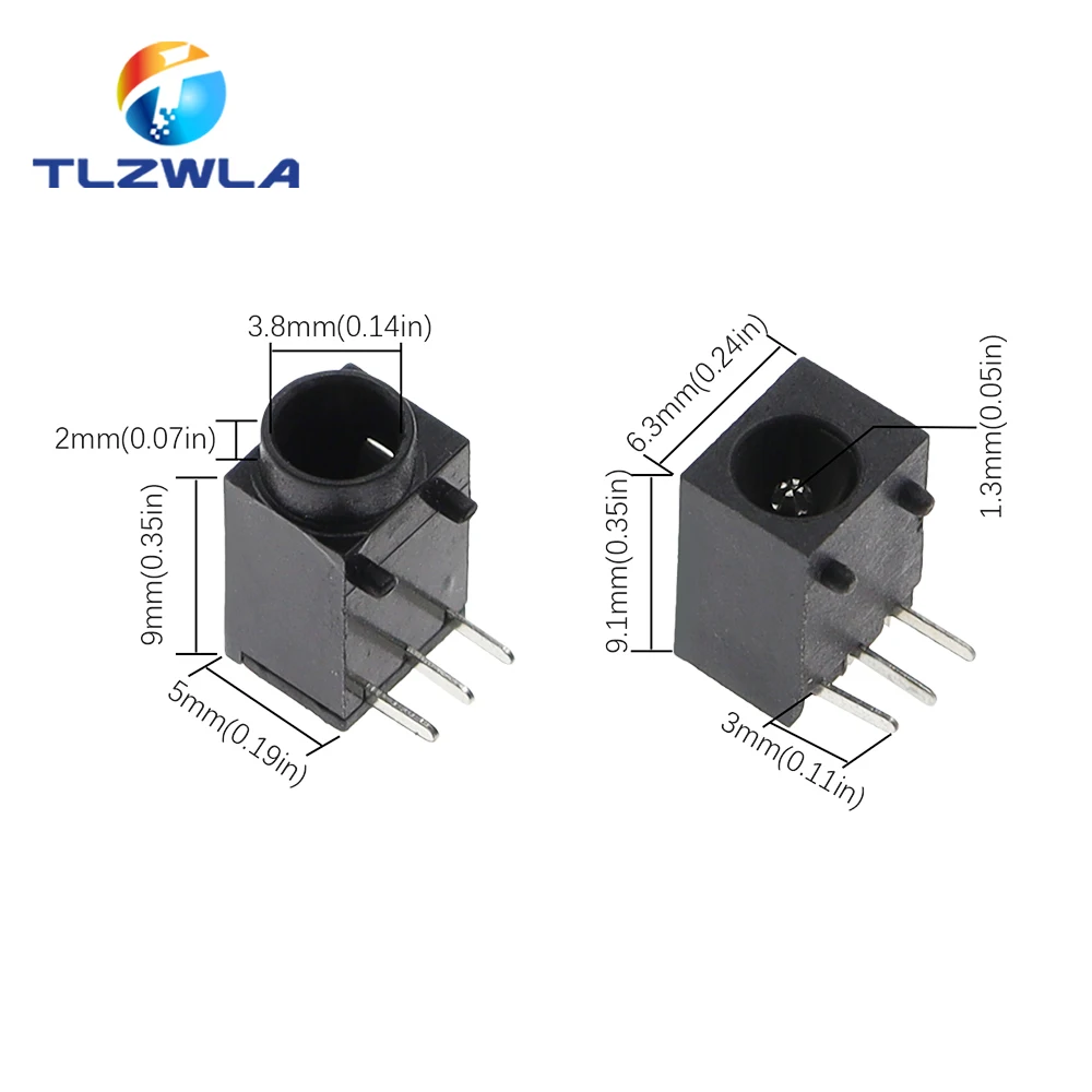 10PCS DC-003 3.5x1.3mm DC Power Jack Socket Connector 3-Pin Panel Mount Plug DC003A