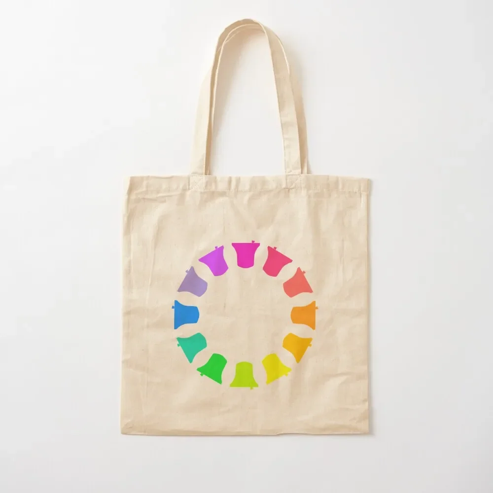 

Bell Ringing - RAINBOW BELLS - Circle Tote Bag Fabric bag shopping trolley bag