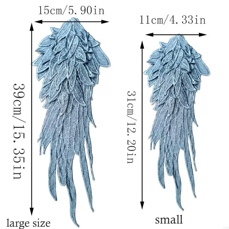 2lots Elegant Angel Wing Fabric Appliques Creative Pattern Patches Bridal Dress