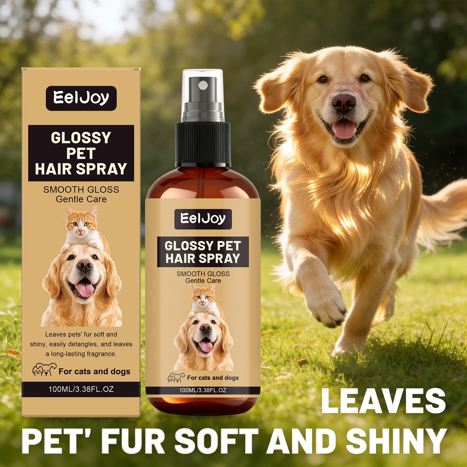

EELJOY Pet Hair Smoothing Spray Cleaning Soften Hair Reducing Knotting Improve Hair Gloss Long-Lasting Fragrance Pet Conditioner