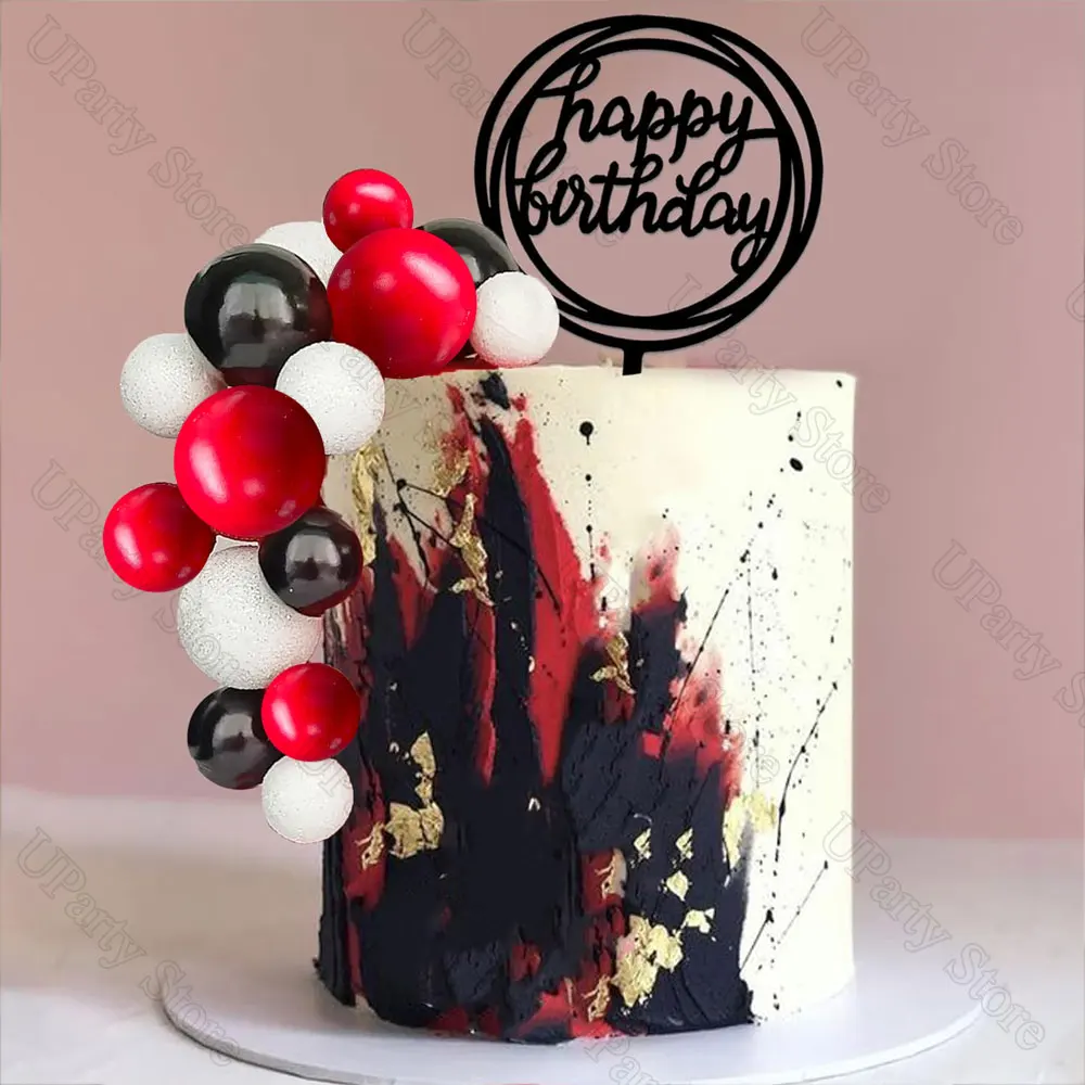 60 Stück rot blau schwarz Kugeln Kuchendeckel 2-4 cm Schaumstoffkugeln Kuchendekorationen für Spinne Geburtstag Abschlussfeier Kuchen Dekor Gastgeschenk – Detail 13