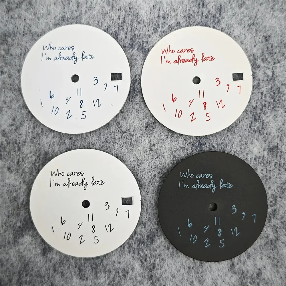 28.5mm Modified Watch Face DIY Watch Dial Fits NH35/NH36 Movement Who Cares Lt's Already Late Watch Accessories