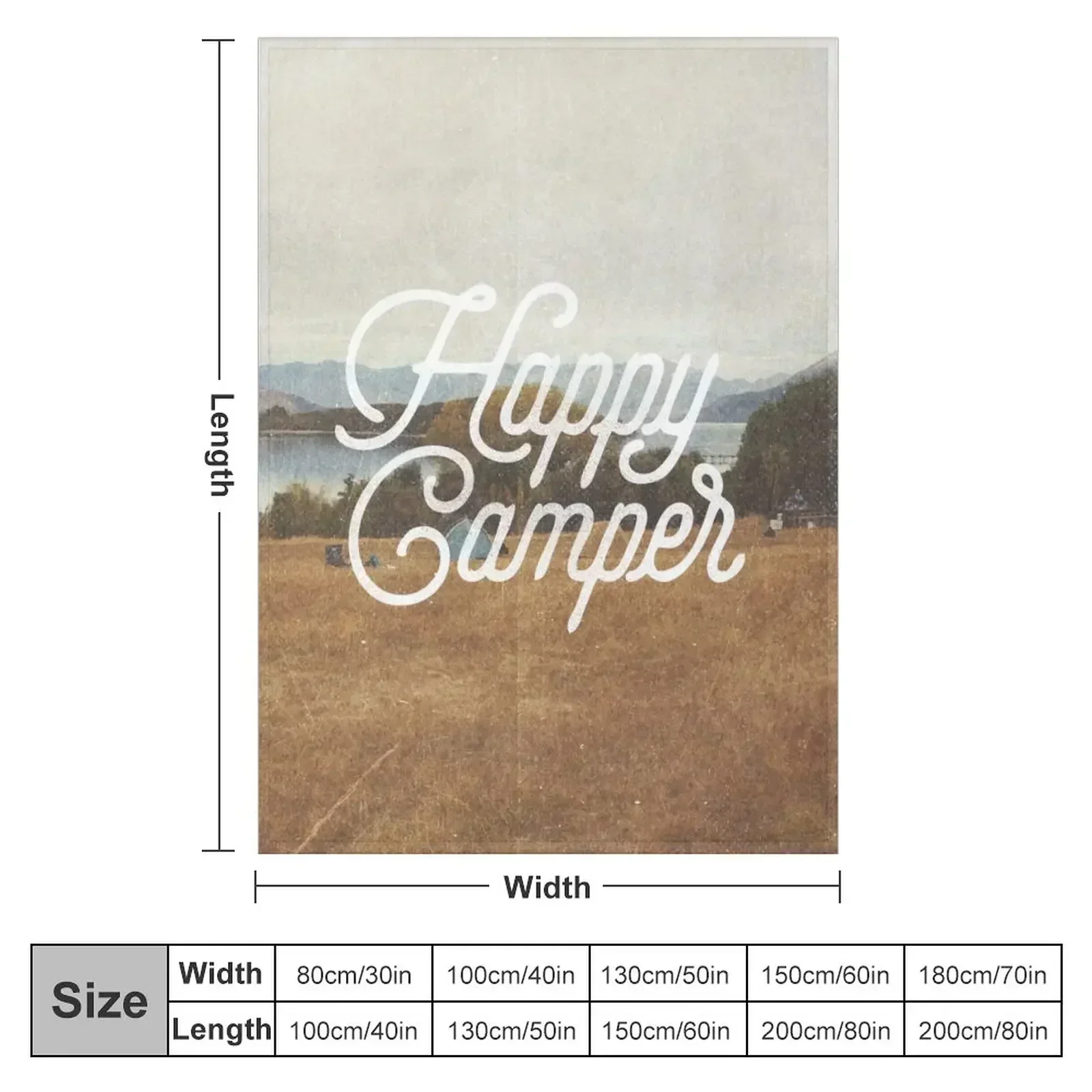 HAPPY CAMPER Throw Blanket couch cozy soft plush fuzzy picnic outdoor blanket