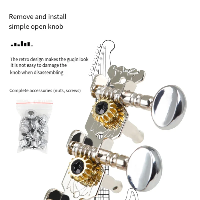 

XSXS-Guitar Machine Head 12-String 6+6 String Tuner With Two Hole Leg For Classic Guitar Or Folk Guitar Nickel Plated