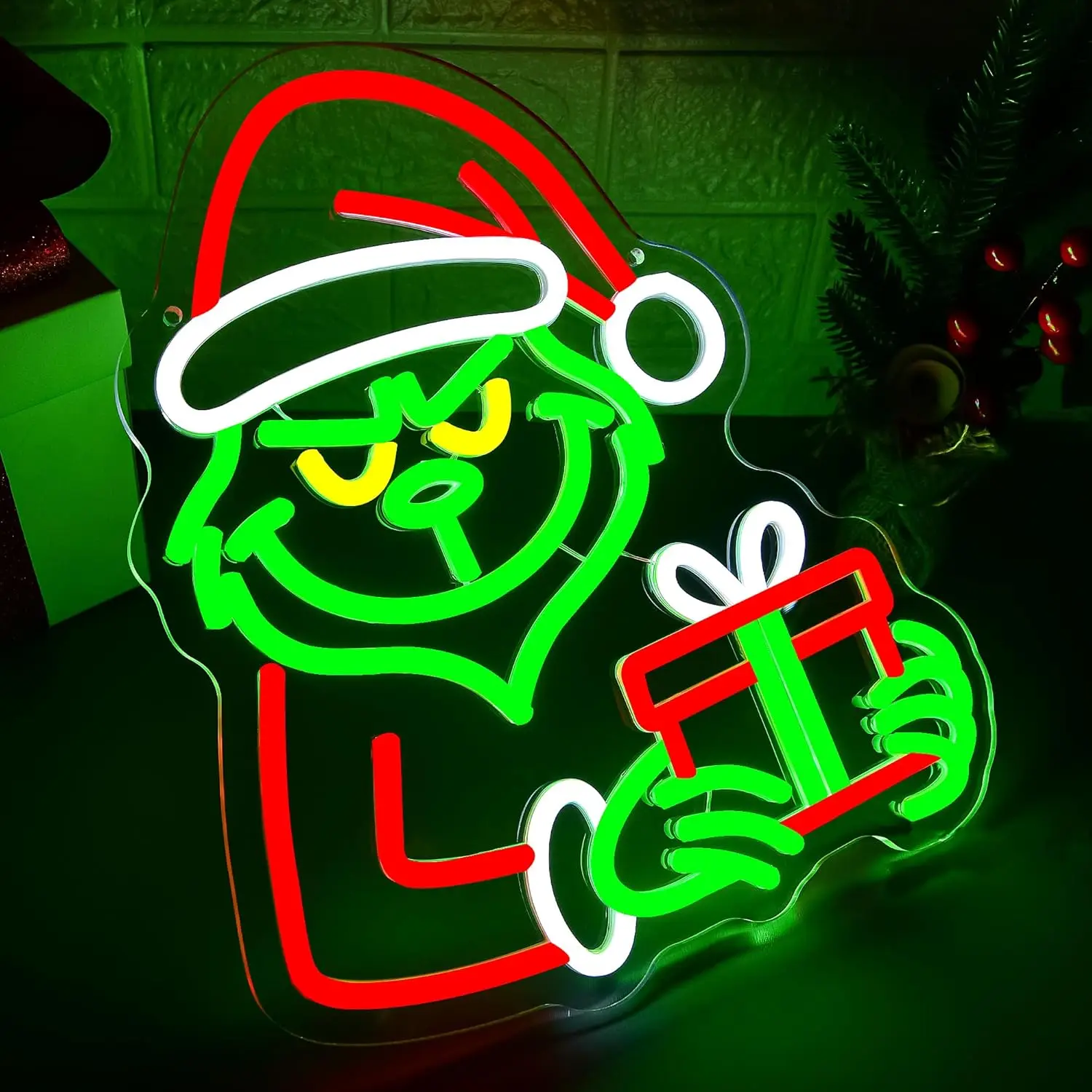 Christmas Neon Sign USB Dimmable Christmas Neon Light for Men LED Light Up Sign for Living Room Store Man Cave Home Decor Gift