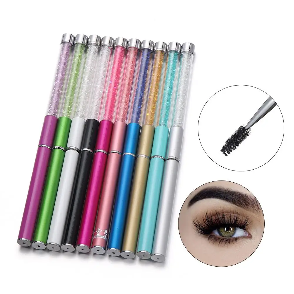 1PC Rhinestone Handle Eyelash Brushes Eyebrow Comb Mascara Applicator Spiral Wands Women Beauty Extension Grafting Tools