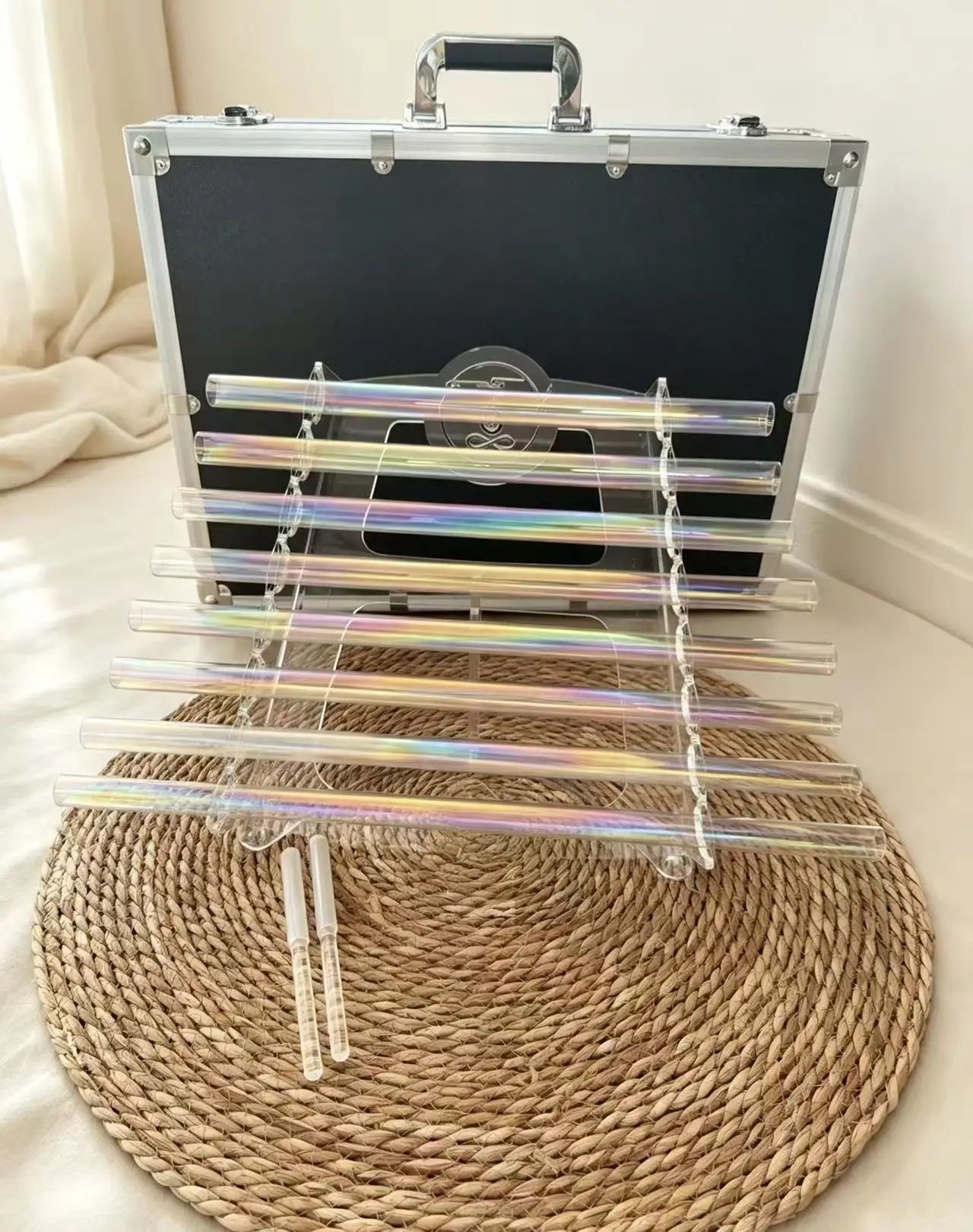 432hz Clear Instrument 8 Notes Crystal Singing Harp With Case And Accessories tigela de cristal quartzo meditation crystal