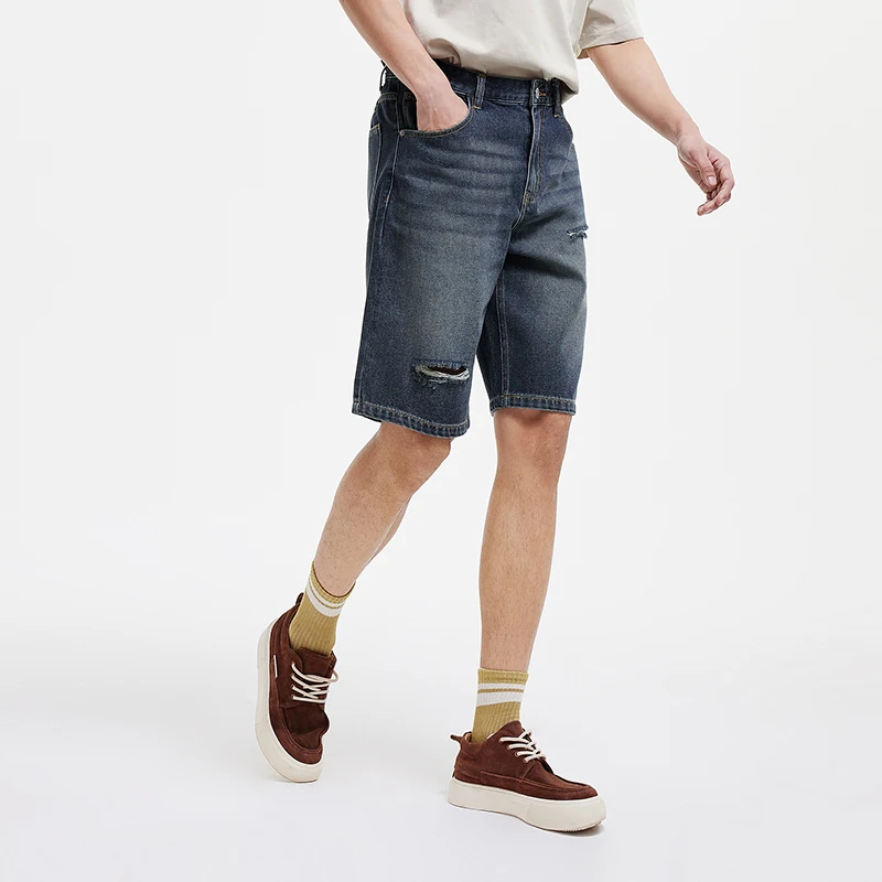 Semir Distressed Denimกางเกงขาสั้นผู้ชายVINTAGE Coolingหลวมความยาวกลาง 2025 ฤดูร้อนใหม่แฟชั่นอินเทรนด์กางเกงขาสั้น