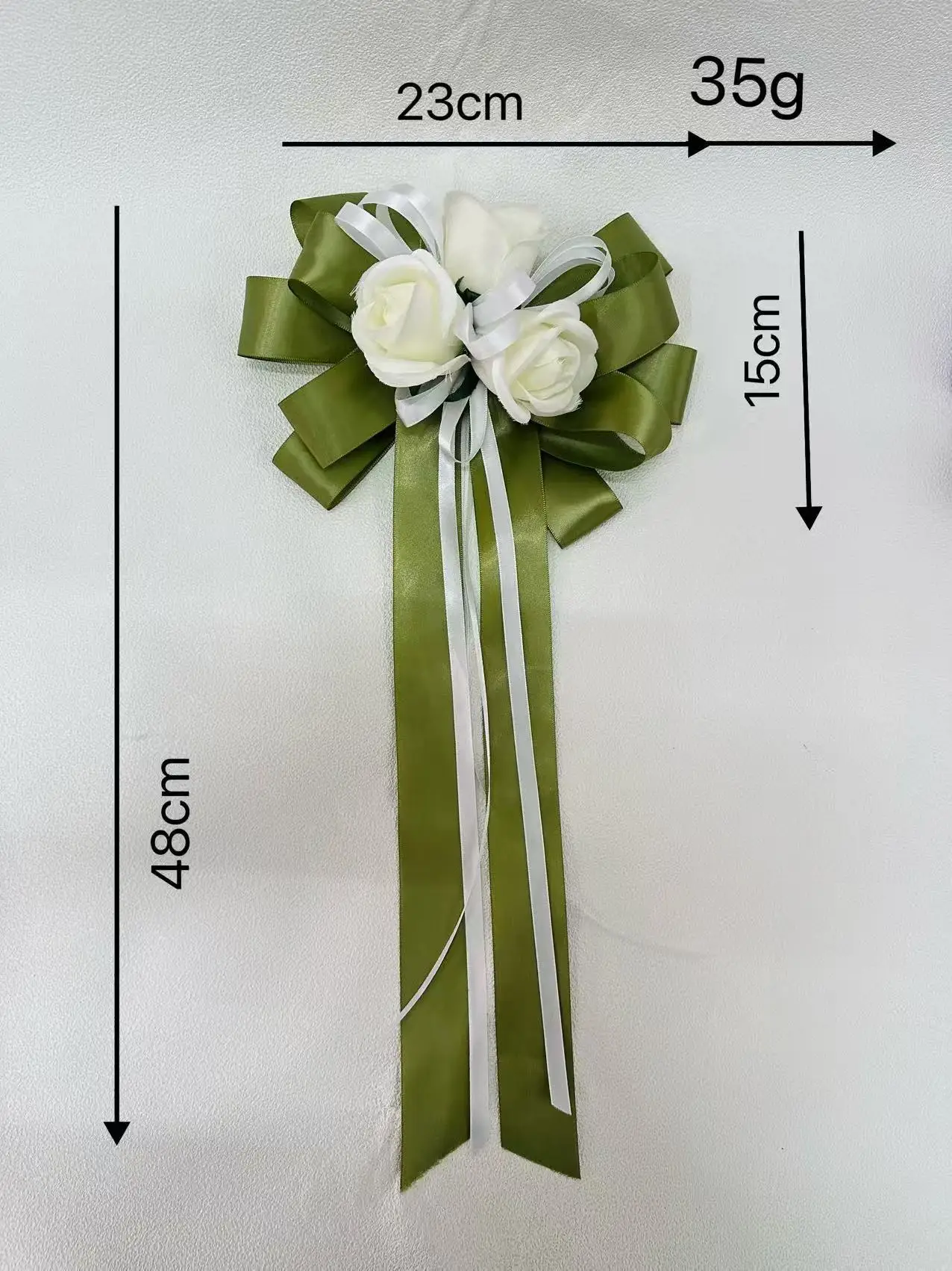 Yannew 4 個結婚式の車のバックミラー花リボン蝶ネクタイ付き新婚自動ドアハンドル装飾通路ローズフラワー