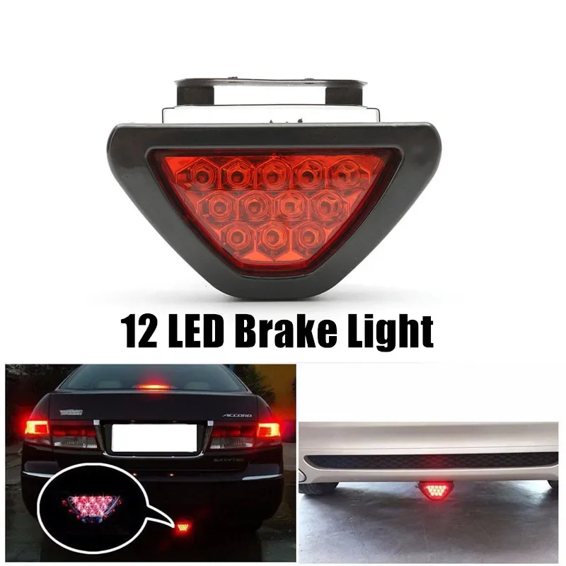 

Universal DRL Red 12 LED Rear Tail Stop Fog Triangular Brake Light Stop Safety Lamp Car Motor Free Ship LED Rear Tail Ligth