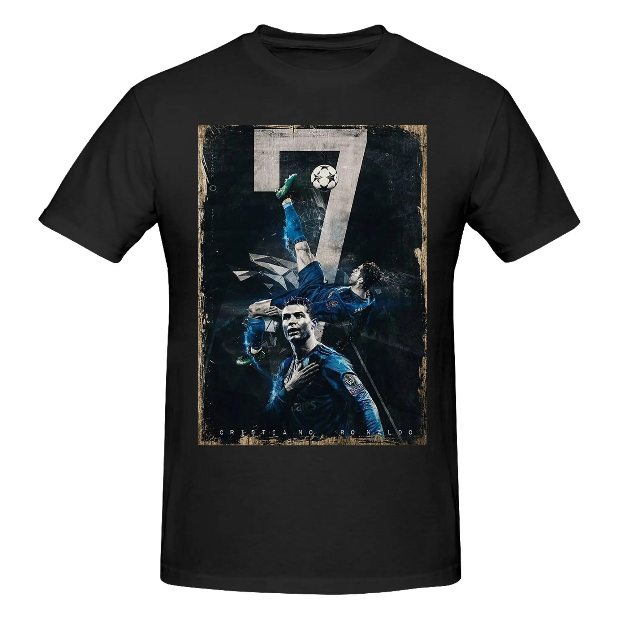 CR7  Football Soccer Tshirts Men's Cotton Tops Leisure Ronaldos Crewneck Short Sleeve